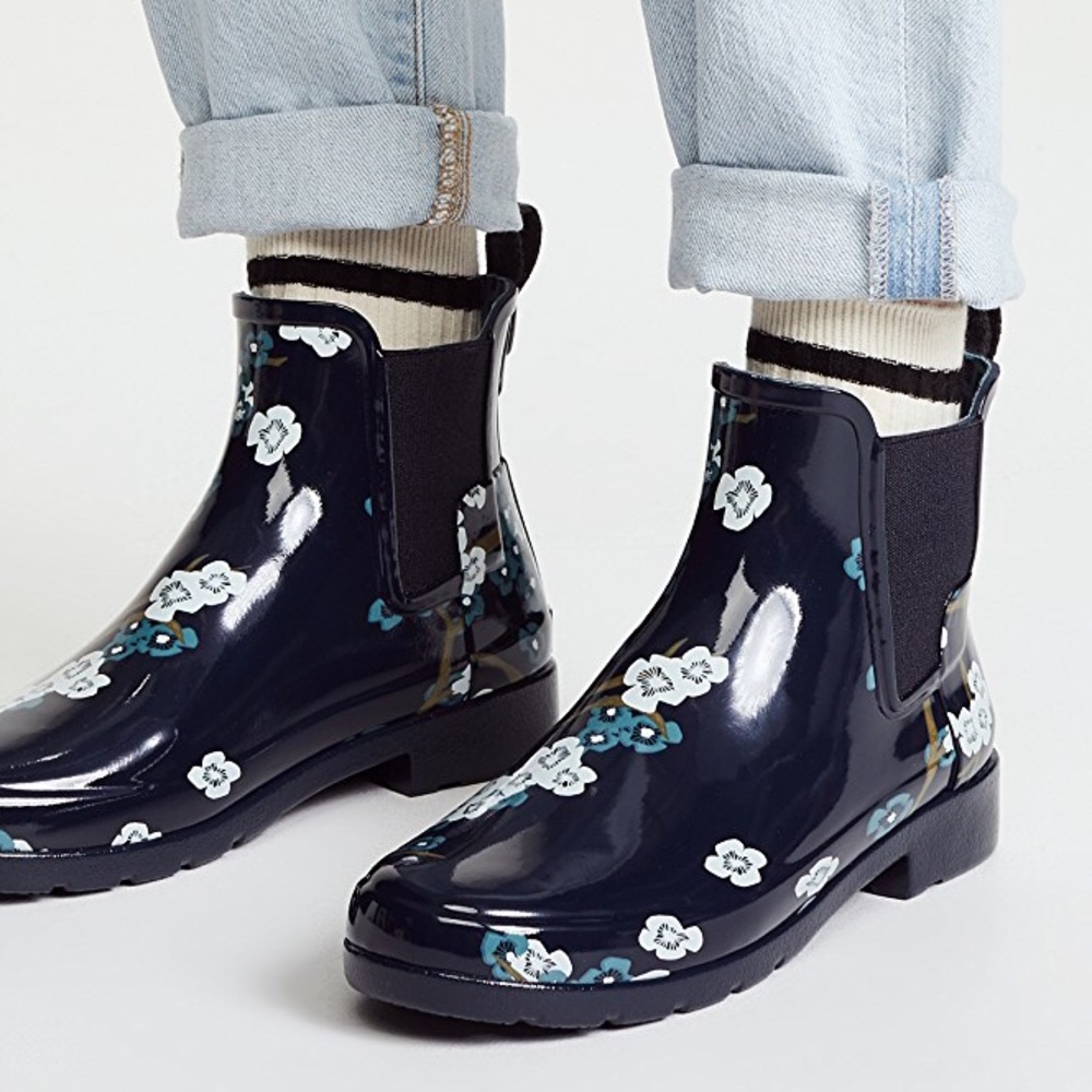 Hunter Floral Pattern Chelsea Rain Boot